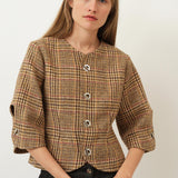 Christie Top — Cafe Latte Plaid