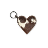 Heart Keychain — Brown / White Cow