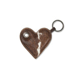 Heart Keychain — Brown / White Cow