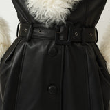 Foxy Shearling Coat — Black / Cloud