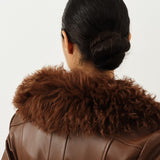 Foxy Shearling Coat — Walnut