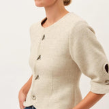 Christie Top — Cream Herringbone