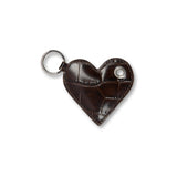 Heart Keychain — Brown Croco