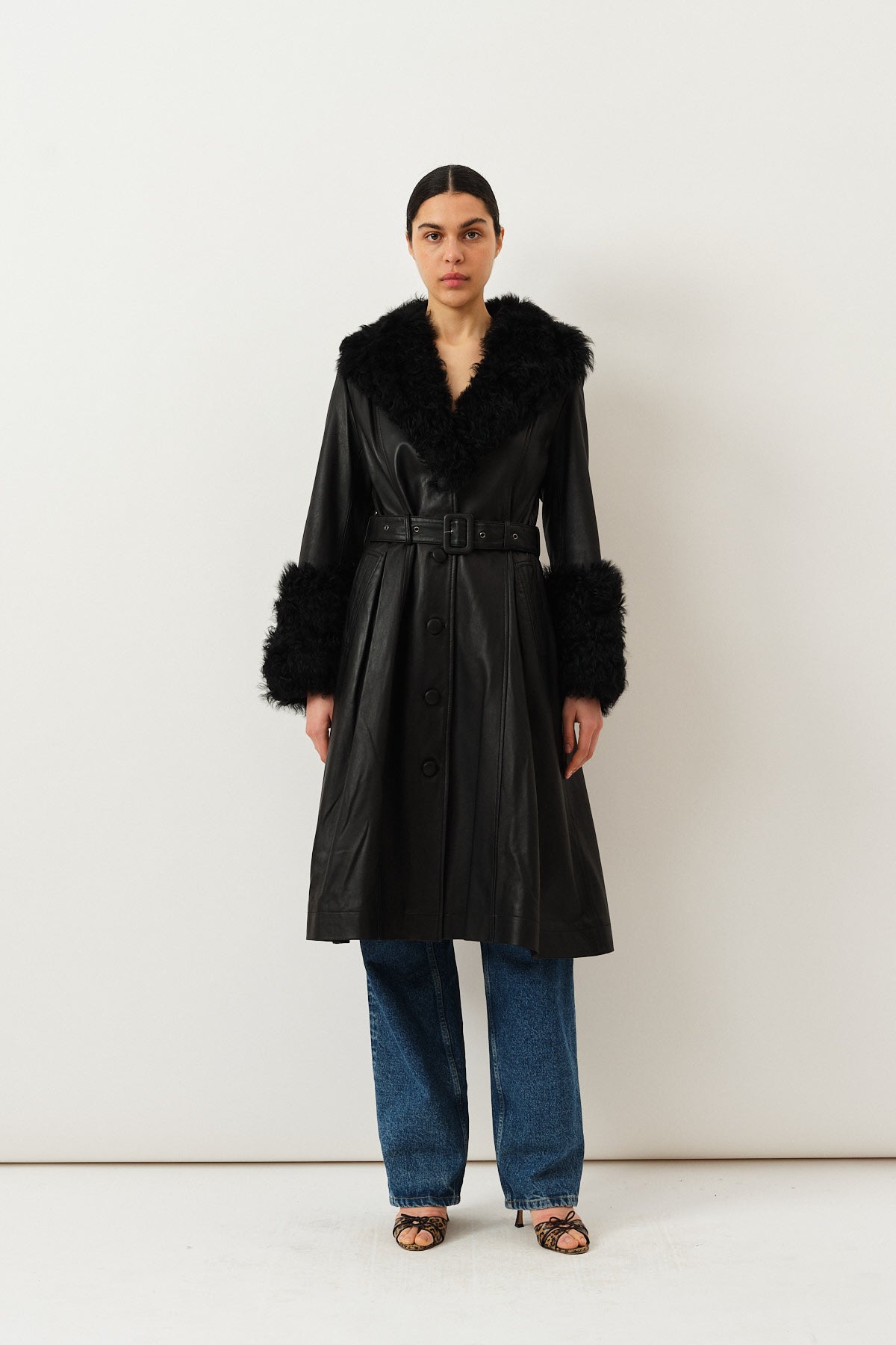 Foxy Shearling Coat Black